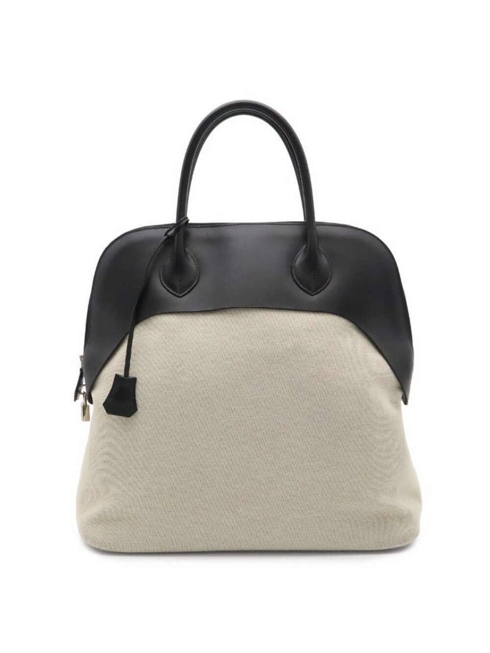 Hermes Bolide Boston Bag Travelbag Tote Vache Hunter Twill Tech Black Natural